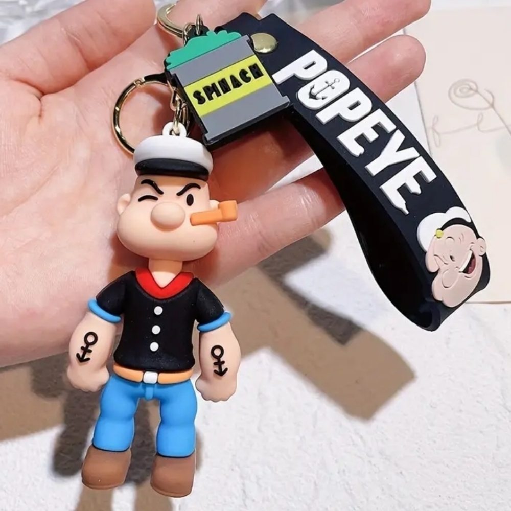 Cute Popeye Keychain | Cartoon Character Keychain | Sailor Man Figure